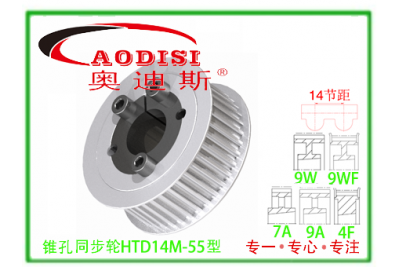 HTD14M-55錐孔同步帶輪 同步輪 帶輪